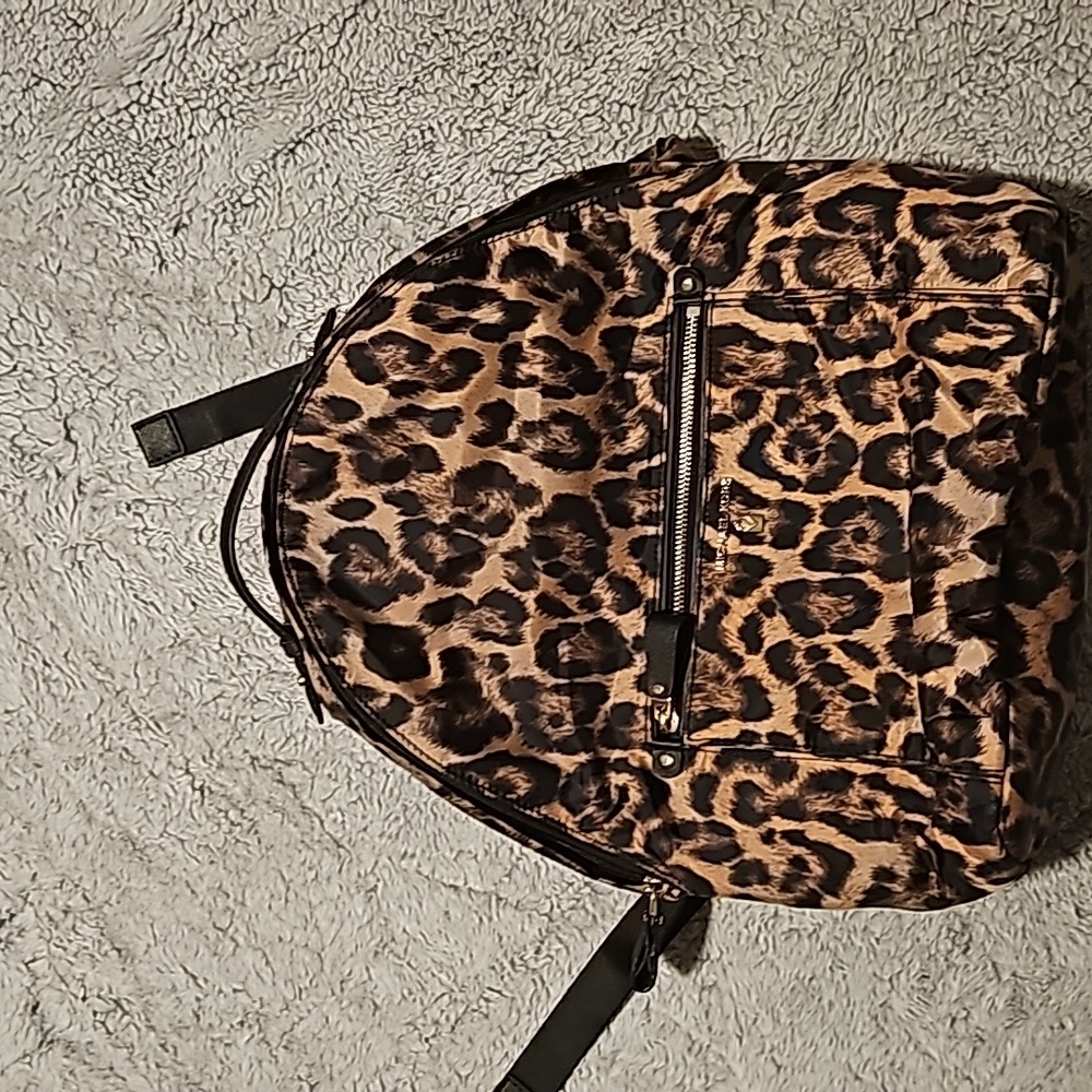 Michael Kors leopard print backpack full size brown/ black